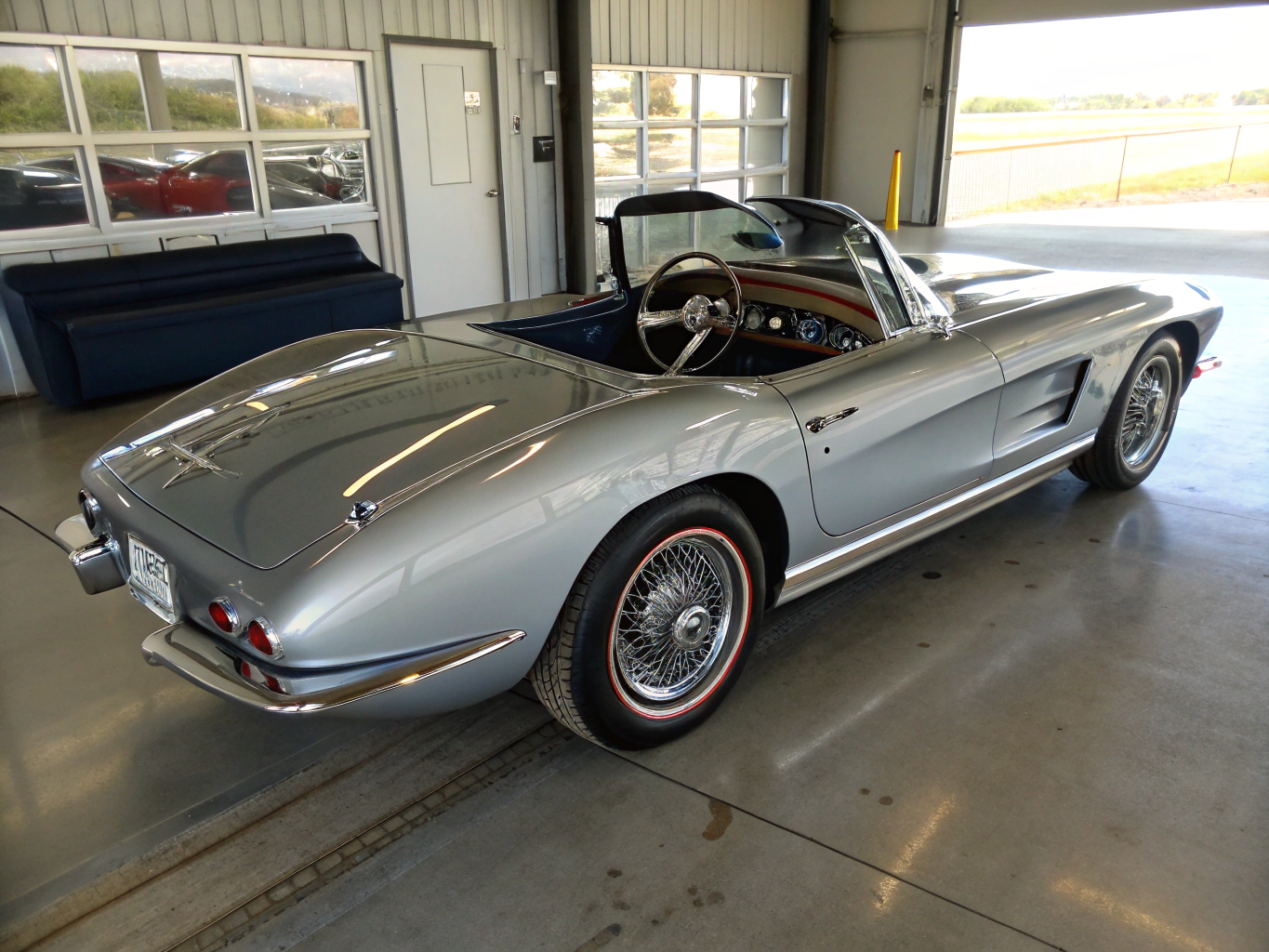 White vintage Chevrolet Corvette front view