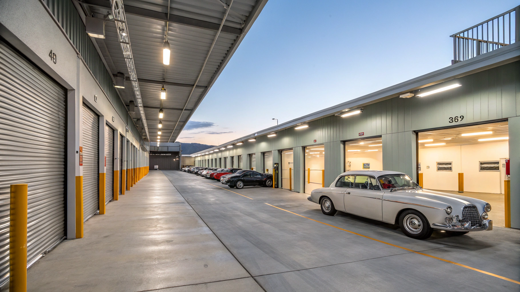 Rows of classic sports cars preserved inside a secure climate-controlled facility