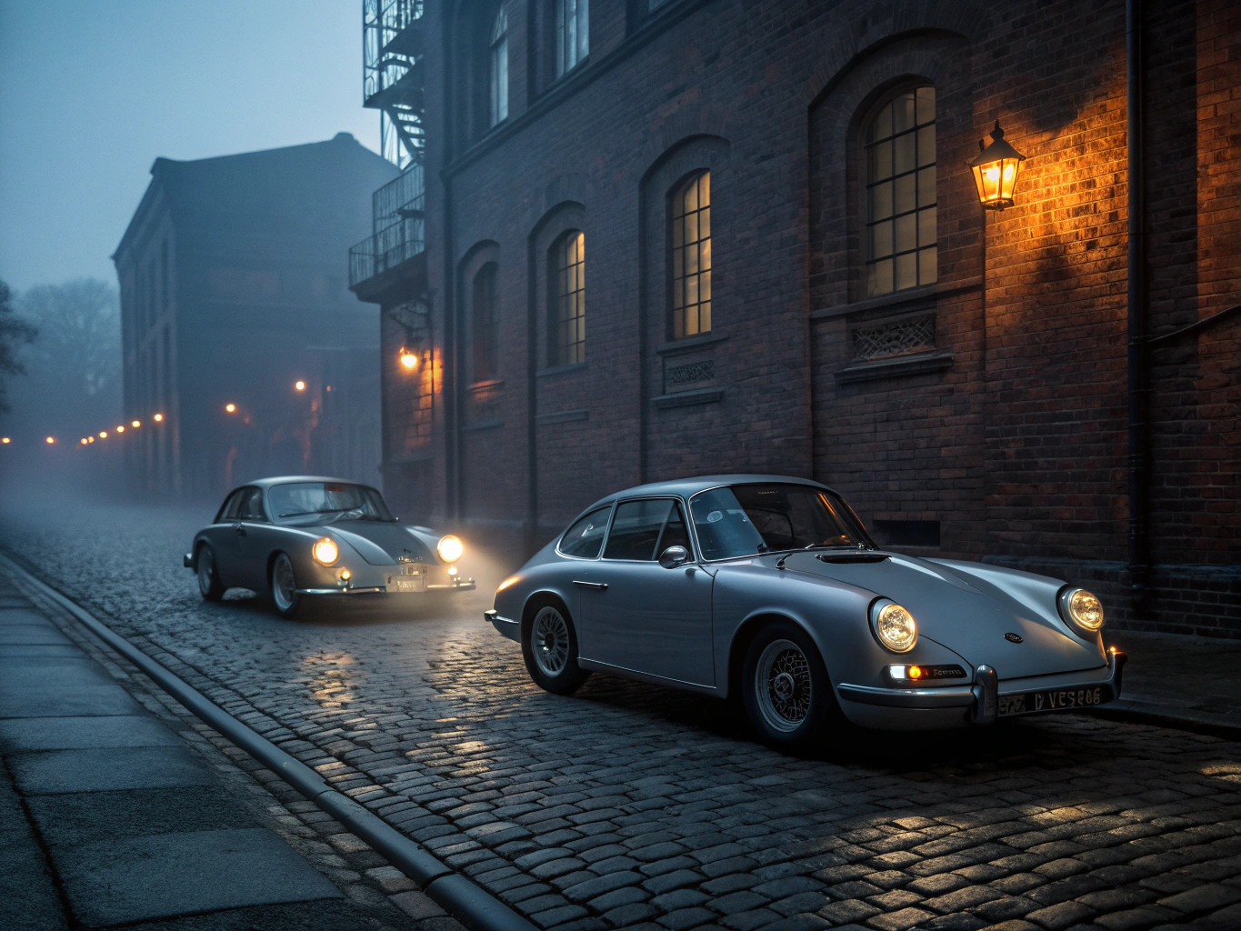 Classic Porsche lineup outside Ace Cafe London